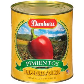 Dunbar Unpeeled/Diced Pimientos - 102oz