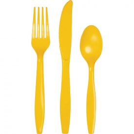 ASSORTED CUTLERY 12/24CT PRM SCHOOL BUS YELLOW