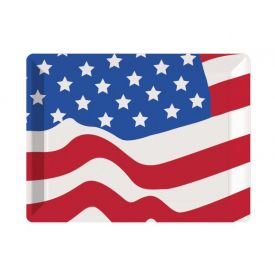 USA Patriotic Flag Plastic Serving Trays 10 x 14