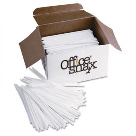 Office Snax® Plastic Stir Sticks, 5", Plastic, White
