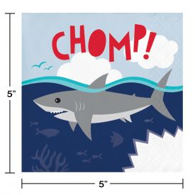BEVERAGE NAPKINS 12/16CT 2P SHARK PARTY BKF