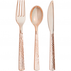 ASSORTED CUTLERY 12/24 MET ROSEGOLD HAMMERED