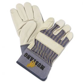 MCR™ Safety Mustang Leather Palm Gloves, Blue/Cream, Large