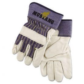MCR™ Safety Mustang Leather Palm Gloves, Blue/Cream, X-Large