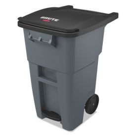 Rubbermaid® Commercial Brute Step-On Rollouts, Square, 50 gal, Gray