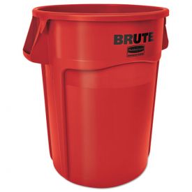 Rubbermaid® Commercial Brute Vented Trash Receptacle, Round, 44 gal, Red