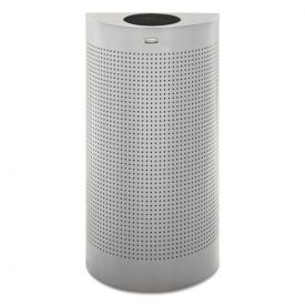 Rubbermaid® Commercial Designer Line Silhouettes Receptacle, Half-Round, Steel, 12 gal, Silver Metallic