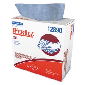 WypAll* X90 Cloths, Pop-Up Box, 8 3/10 x 16 4/5, Denim Blue, 68/Box
