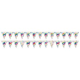 Rainbow Foil Bday 2-sided Pennant Banner, Rainbow Foil Birthday