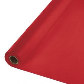 Classic Red Plastic Table Cover Banquet Roll, 250'